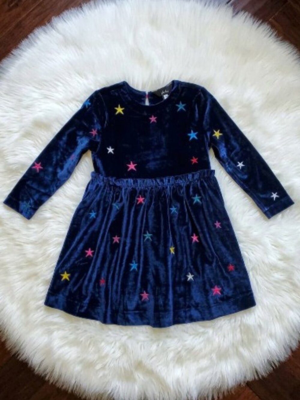 NWT Joules Hampton Luxe Velour Star Paperbag Waist Dress Size 3Y